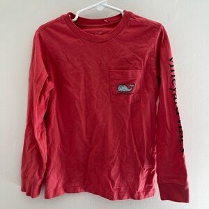Vineyard Vines Kids Red Long Sleeve Tee with Pocket